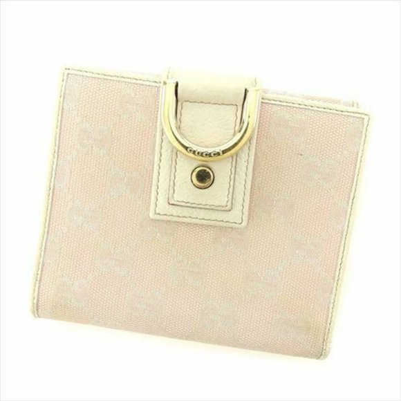 Gucci Wallet Purse GG Pink Canvas Leather Woman unisex Authentic Used C3219 - Picture 1 of 9